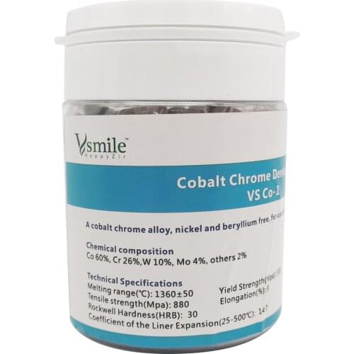 Dental Cobalt Chrome Alloy Nickel and beryllium free for Ceramic Amends Dental Consumables