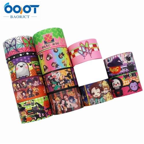 L-20729-744,1-1/2"(38mm),10yards Halloween series Thermal transfer Printed grosgrain Ribbons,bow cap DIY Clothing accessories