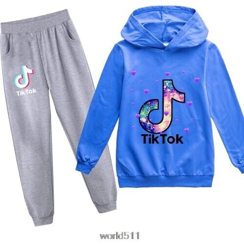 Tik Tok Hoodies Toddler Girl Clothing Set Fashion Long Sleeve Kids T Shirt Trousers Children Kids Girls Sweatshirt Suit