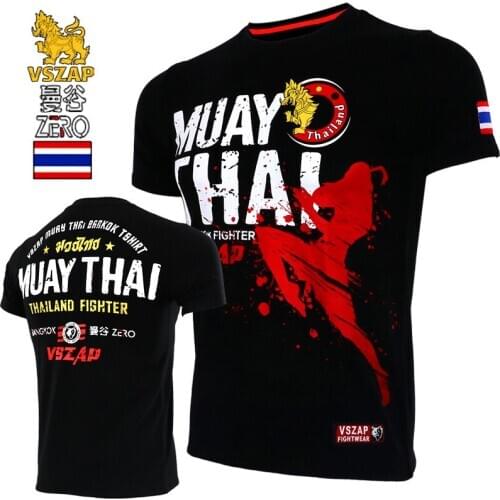 VSZAP MUAY Boxing short sleeve MUAY THAI fighting fitness T-shirt MMA free fight running exercises male sports fighting training