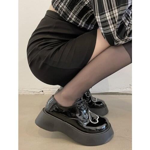 2021 summer new womens black small leather shoes love round head Mary Jane fashion wild retro British style