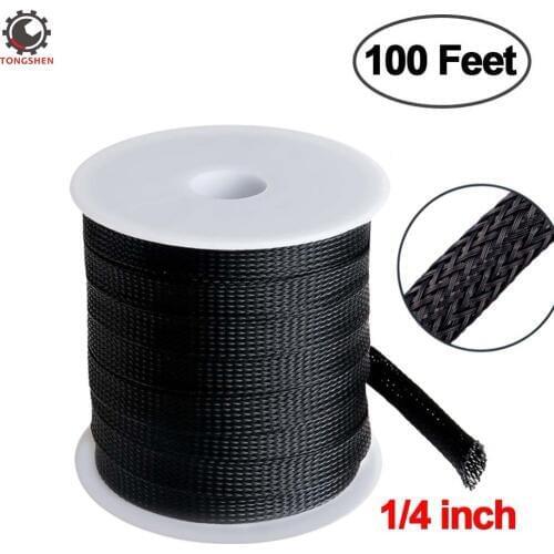 1/4 inch Flexible PET Expandable Insulated Braid Cable Sleeving PET Wire Cable Protection Expandable Cable Sleeve Cord Organizer