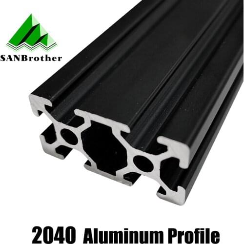 1PC BLACK 2040 European Standard Anodized Aluminum Profile Extrusion 100-800mm Length Linear Rail for CNC 3D Printer