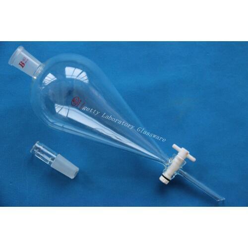 1000mL Pyriform Separatory funnel,with PTFE Stopcock,24/40 joint, Drop funnel with straight tip