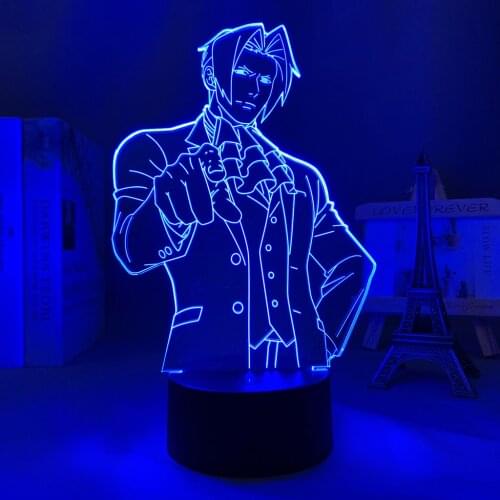 3d Led Lamp Anime Figure Miles Edgeworth for Kids Bedroom Decoration Night Light Lighting Birthday Gift Room Decor Desk Lamp