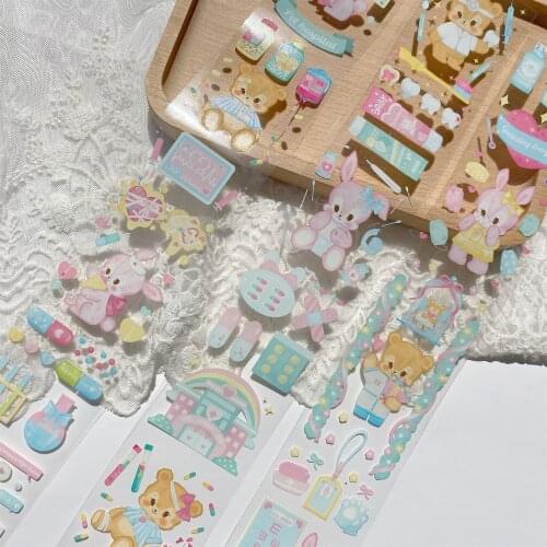 5CM wide Lovely rabbit bear happy party dream town washi tape DIY planner scrapbooking masking tape