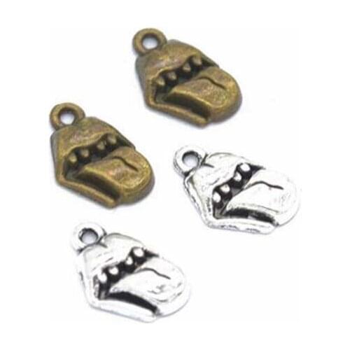 50pcs 13x9mm Antique Silver/Antique Bronze Alloy Tongue Charm Pendant For Jewelry Making