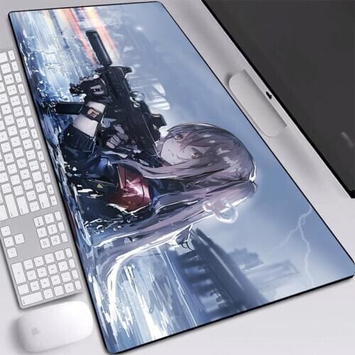 Anime Mouse Pads Girl and Gun Picture Table Mat with Natural Rubber Desktop Mats Locking Edge Gaming Mouse Pad 90x40/80x40cm