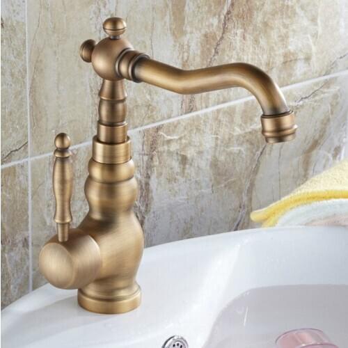 Antique Brass Single Handle Swivel Kitchen Bathroom Sink Basin Faucet Mixer Taps anf258