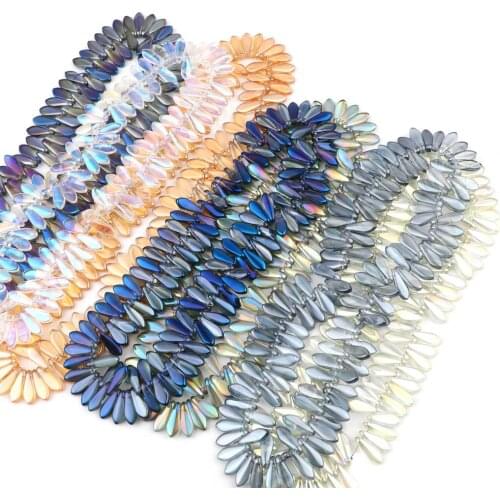 Multicolor Glass Beads Drop Shaped Loose Spacer Beads DIY Making Bracelets Jewelry About 16mmx6mm,1Strand (Approx 120PCs/Strand)