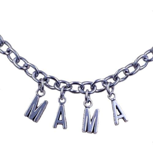 MAMA Chain Necklace Stainless Steel Customized Word Letter DIY Family Handmade Men Birthday Male Gift Cute Punk BD033-042