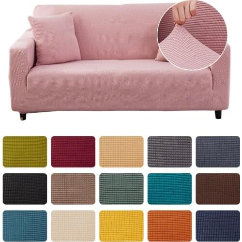 1/2/3/4/5 seats Plaid Jacquard Sofa Cover For Living Room Solid Color All-inclusive Elastic Corner Couch Slipcover Home Decor