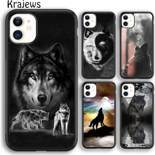 Krajews Howl of A Wolf Under The Moon pattern Phone Case For iPhone 5s 6s 7 8 plus X XS XR 11 12 pro max Samsung S7 S8 S9 S10