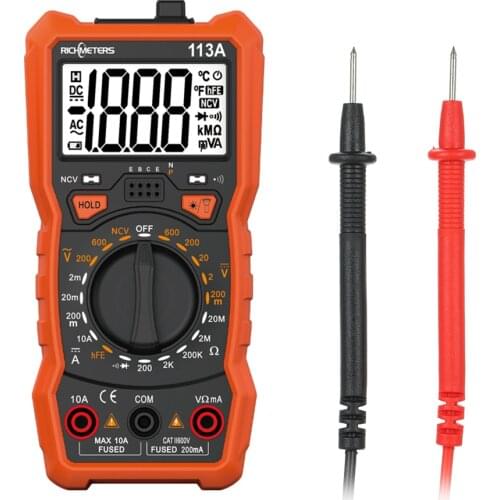 Digital Multimeter 2000 Counts RM113A NCV HFE Voltage Measuring Meter with Magnetic Suction Flash Light Backlight Large Screen