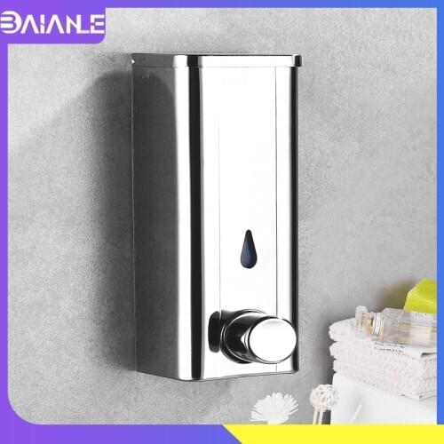 Liquid Soap Dispenser Stainless Steel Kitchen Soap Dispenser Wall Mounted Pressure Hotel Bathroom Shower Gel Shampoo Bottles