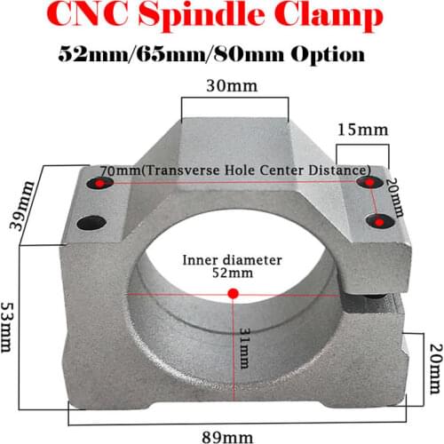 DIY CNC Clamp 52mm 65mm 80mm Aluminum Motor Bracket for CNC 3020 3040 6040 Router Woodworking Engraving Milling Machine
