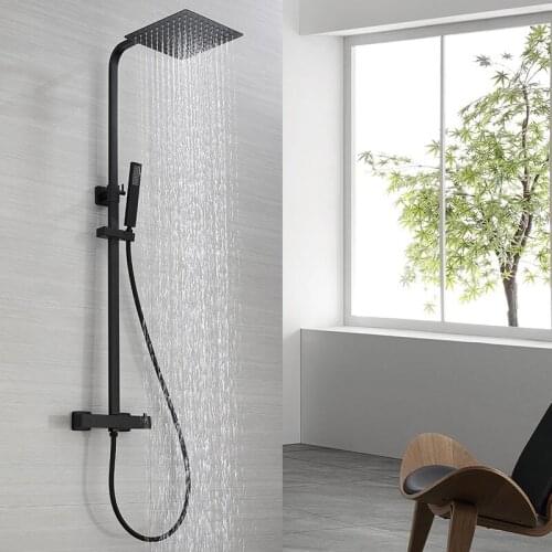 Two Function Rainfall Shower Thermostatic Head Wall Mounted Shower Faucets Set shower set shower