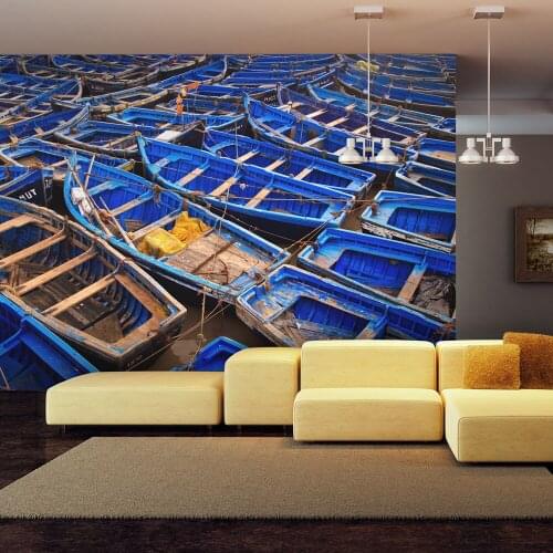 Wall mural-fishing boats Blue-350x270 cm