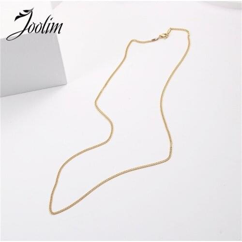 Joolim Jewelry PVD Gold Finish Symple Fine Long Necklace Stylish Stainless Steel Necklace