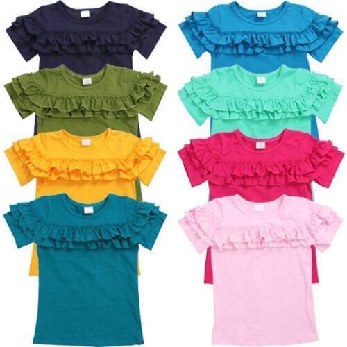 Kaiya Angel Wholesale Fashion Children Short Sleeve Shirts Toddler Girls New 2018 Kids Spring Summer Autumn Cotton Tops