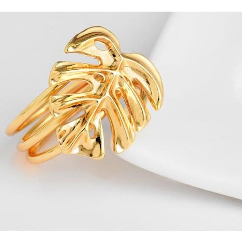 SophiaXuan Monstera Leaf Rings Accessories Plated Jewelry Ring Gold for Women Woman Rings Type Fine or Fashion Style Item Type