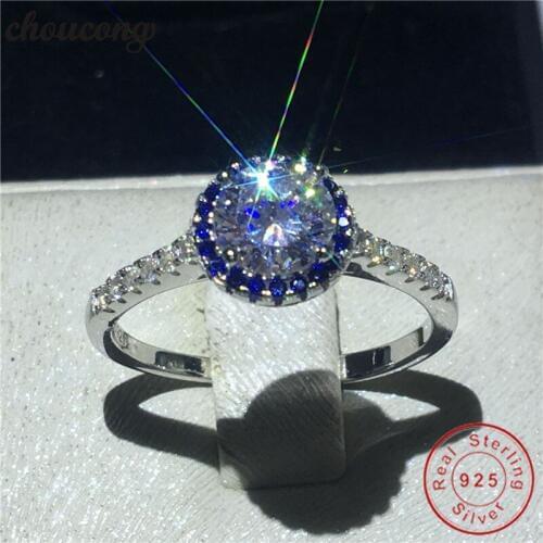 Choucong Hers 100% Real Soild 925 sterling Silver ring 1ct AAAAA Zircon Engagement Wedding Band Rings For Women men Fine Jewelry