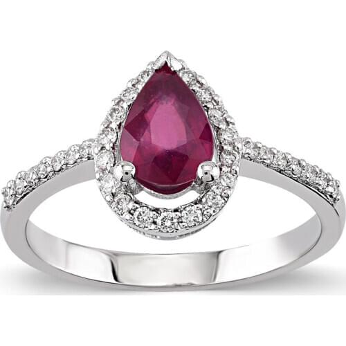 Symbol Gold 1.27 Carat Diamond Ruby Ring Baguette Chic Jewelry LoverRings Engagement Anniversary Wedding For Women