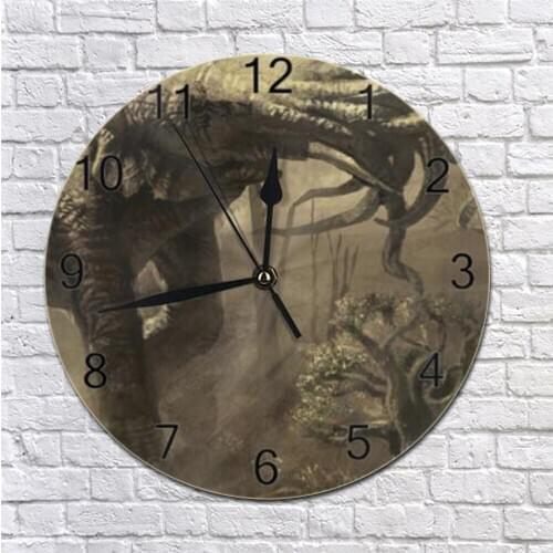 Round Wall Clock Elephant Numeral Digital Dial Mute Silent Digital Clock Battery Operated Wall Decor Clocks for Bed Room Kicthen