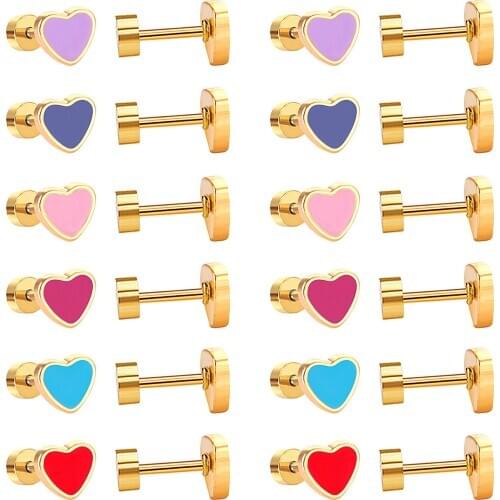 LUXUKISSKIDS Cute Moon Star Heart Girl Kids Stainless Steel Earrings Set Screw Earring For Women Earings Jewelry Brincos