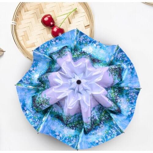 Paradise Lovely Soft Girl Sunshade Umbrella Black Glue Sunscreen Anti Ultraviolet Sunny Rainy Dual Purpose 3 Fold UPF50+ Flower