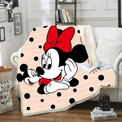 Disney Cartoon Mickey Minnie Mouse Soft Flannel Sherpa Sherpa Summer Covering Blanket Throw for Children Kids on Bed Sofa Couch