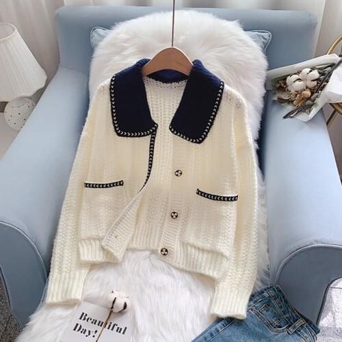 2021 New Autumn Sweater Jacket Women Little Fragrance Cardigan Short Stitching Sweater Knit Sweater Top