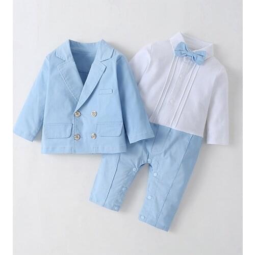 2021 Autumn New Baby Boy Romper Gentleman Jumpsuits Newborn Infant Boy Clothing Cheap Import 0-2y Baby Clothes Cotton Boys Gift