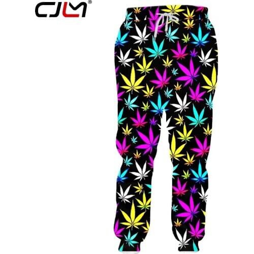 CJLM Man New Clorful Pants Fashion Loose Long 3D Printed Funny Lucky leaves Big Size 5XL Attire Mens Winter Sweatpants