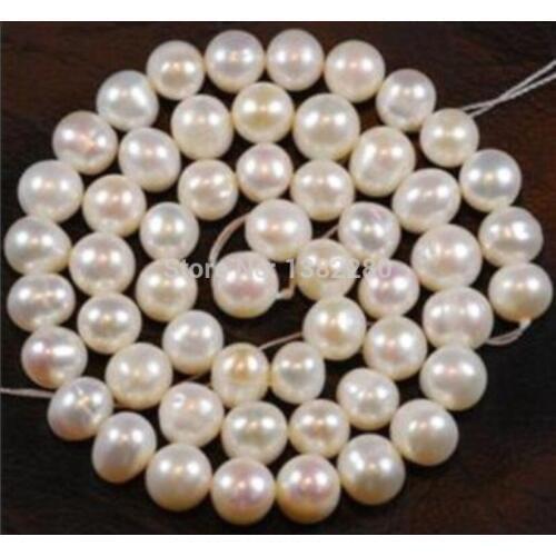 ! Wholesale 8-9mm White Freshwater Cultured Pearl Loose Bead 14" JT6714