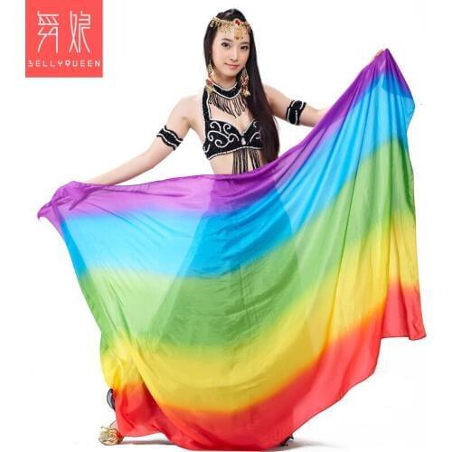 200x110cm Real Silk Rainbow Scarf , Belly Dance Scarf , Belly Dancing Yarn , Belly Dance Stage Articles