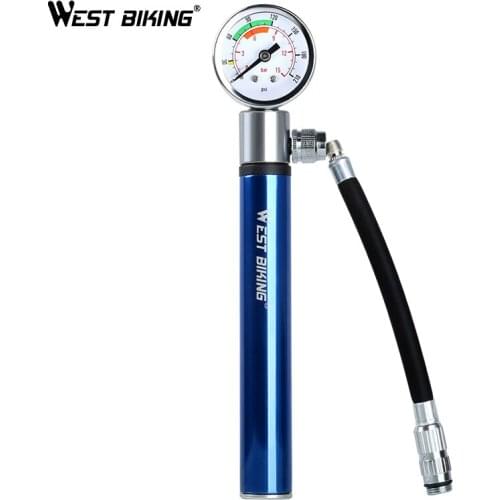 WEST BIKING Mini Bicycle Pump With Pressure Gauge 120 PSI Hand Cycling Pump Presta and Schrader Ball Road MTB Tire Bike Pump