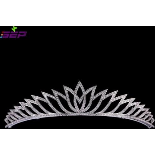 Crystals CZ Cubic Zirconia Tiara Crown for Bridal Wedding Hair Jewelry Accessories Women Pageant Crown TR15029