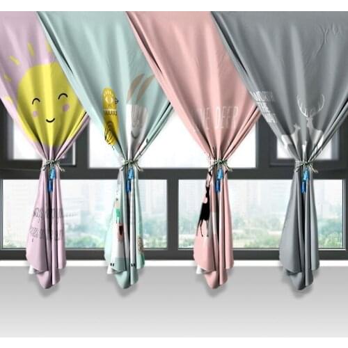 Ins Net Red Hole Free Installation Velcro Bedroom Shade Cloth Small Curtain Finished Modern Rental Housing Simple Curtain