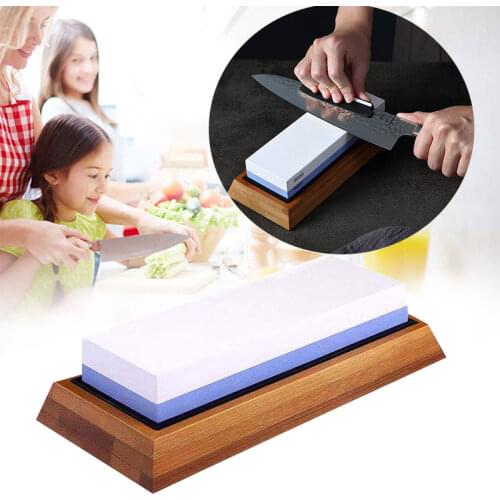 Knife Sharpener Stone Dual Side Whetstone Professional Kitchen Holder System Wooden Holder Tool 2-IN-1 800/3000/6000/8000 Grit