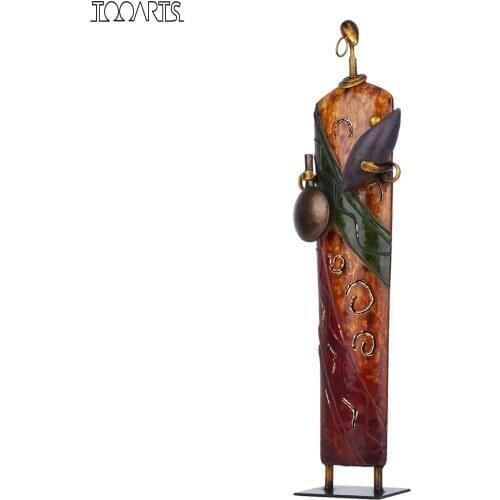 Tooarts Man with Bowl Overhead African Sculpture Iron Ornament Tribal Culture Collectible Art Piece Vintage Home Decoration