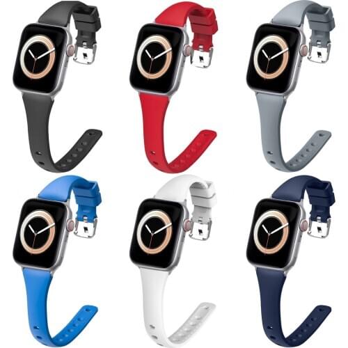 Apple monochrome silicone watchband Se / 6 / 5 / 4 / 3 / 2 / 1 small waist strap 38mm 40mm / 42mm 44mm universal Iwatch strap