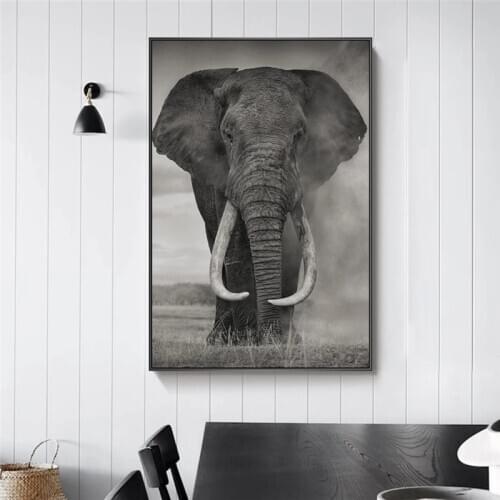 African Wild Elephant Canvas Art Posters And Prints Animals in the Dark Canvas Paintings On the Wall Art Pictures Home Decor