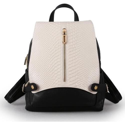 Nesitu High Quality New Black Blue Silvery White Beautiful Cute Genuine Leather Women Backpack Girl Female Real Skin M9009