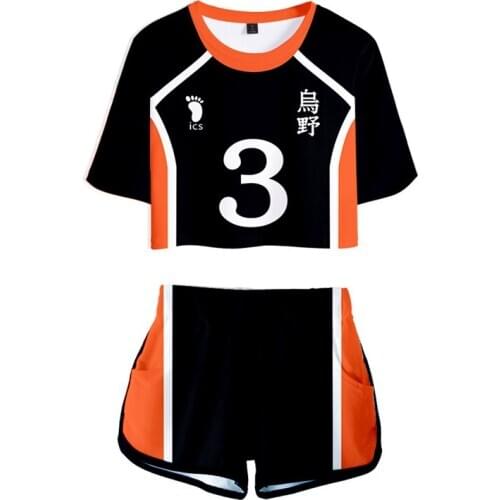 Women Sports Suit Casual Outfit Set 3D Printed Pattern Short Sleeves Crop Top+ Shorts Fashion Round Neck Team Uniform