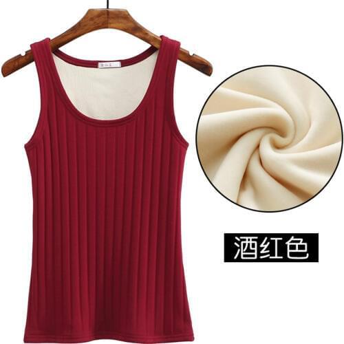 2019 Autumn Winter Fashion Warm Plus Size Women Cotton Tops Based Sleeveless Tees Female Thicked Velvet Vests Tanks Tees WZ683