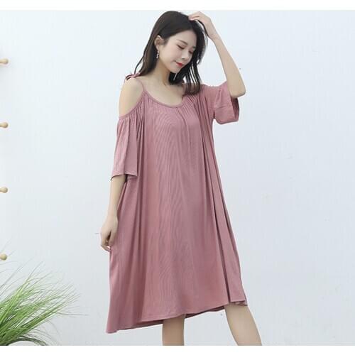 Fdfklak Summer Dress Women Nightwear Lingerie Femme Sexy Nightgowns Sleeveless Evening Dress 2020 Hot Lingerie Pink/Black