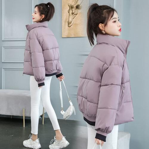 Winter Jacket 2021 Fashion Parkas Stand collar Windproof Cotton Padded Women Coat Short Loose Female Zipper Outwear Casual Tops