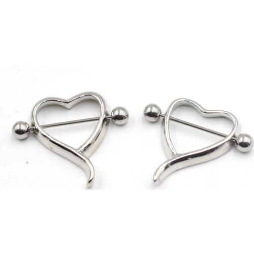 ZLDYOU Fashion Nipple Barbells Rings Stainless Steel Heart Love Shape Nipple Bar Shield Ring Mamilo Rings Body Piercing Jewelry