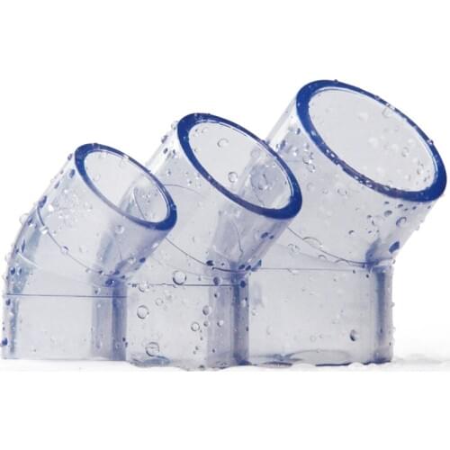 1/2pcs Transparent PVC 45 Degree Connector for Garden Irrigation Aquarium Adapter Water Tank Water Pipe 20mm-63mm Elbow Joints